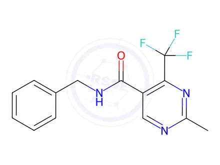 Chemical structure of N-benzyl-2-methyl-4-(trifluoromethyl)pyrimidine-5-carboxamide