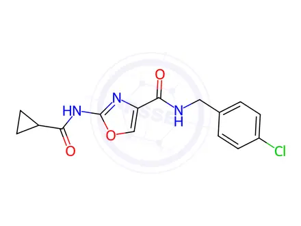 Chemical structure of N-(4-Chlorobenzyl)-2-(cyclopropanecarboxamido)oxazole-4-carboxamide
