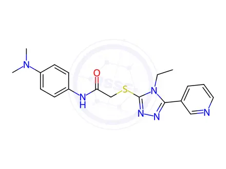 Chemical structure of N-(4-(Dimethylamino)phenyl)-2-((4-ethyl-5-(pyridin-3-yl)-4H-1,2,4-triazol-3-yl)thio)acetamide
