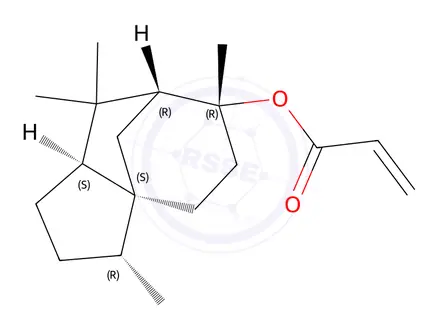 Chemical structure of (3R,3aS,6R,7R,8aS)-3,6,8,8-tetramethyloctahydro-1H-3a,7-methanoazulen-6-yl acrylate