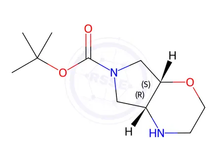 Chemical structure of tert-Butyl (4aR,7aS)-hexahydropyrrolo[3,4-b][1,4]oxazine-6(2H)-carboxylate