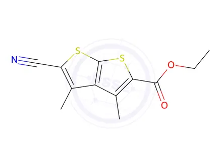 Chemical structure of Ethyl 5-Cyano-3,4-dimethylthieno[2,3-b]thiophene-2-carboxylate