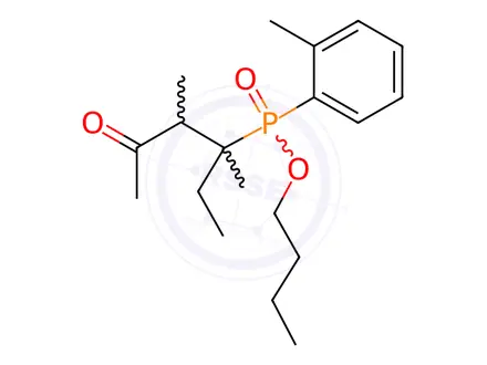 Chemical structure of Phosphinic acid, (1-ethyl-1,2-dimethyl-3-oxobutyl)(methylphenyl)-, butyl ester