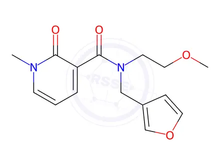 Chemical structure of N-(Furan-3-ylmethyl)-N-(2-methoxyethyl)-1-methyl-2-oxo-1,2-dihydropyridine-3-carboxamide