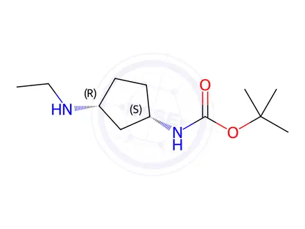 Chemical structure of CARBAMIC ACID, N-[(1S, 3R)-3-(ETHYLAMINO)CYCLOPENTYL]-, 1,1-DIMETHYLETHYL ESTER