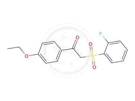 Chemical structure of 1-(4-Ethoxyphenyl)-2-((2-fluorophenyl)sulfonyl)ethan-1-one