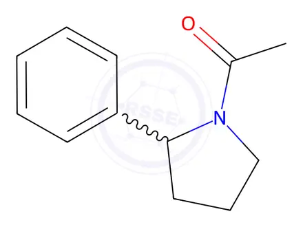 Chemical structure of Pyrrolidine, 1-acetyl-2-phenyl-(9CI)