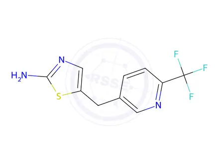 Chemical structure of 5-((6-(Trifluoromethyl)pyridin-3-yl)methyl)thiazol-2-amine