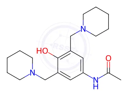 Chemical structure of Acetamide, N-[4-hydroxy-3,5-bis(1-piperidinylmethyl)phenyl]-