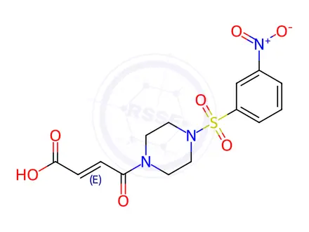 Chemical structure of 4-(4-((3-Nitrophenyl)sulfonyl)piperazin-1-yl)-4-oxobut-2-enoic acid