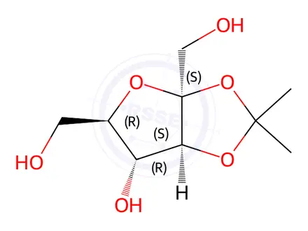Chemical structure of 2,3-O-isopropylidene-beta-D-fructofuranose