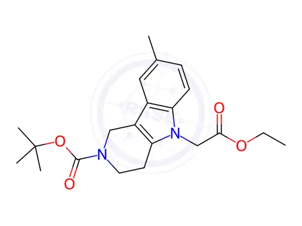 Chemical structure of tert-Butyl 5-(2-ethoxy-2-oxoethyl)-8-methyl-1,3,4,5-tetrahydro-2H-pyrido[4,3-b]indole-2-carboxylate