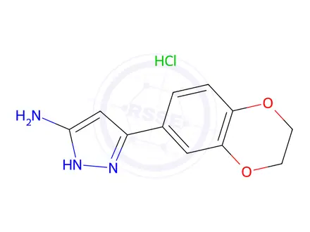 Chemical structure of 3-(2,3-Dihydrobenzo[b][1,4]dioxin-6-yl)-1H-pyrazol-5-amine hydrochloride