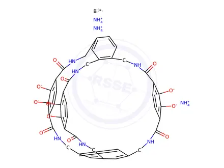 Chemical structure of tricatechol hexalactam-bismuth(III) complex
