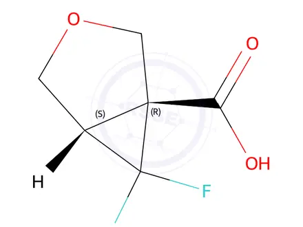 Chemical structure of (1R,5S)-6,6-Difluoro-3-oxabicyclo[3.1.0]hexane-1-carboxylic acid