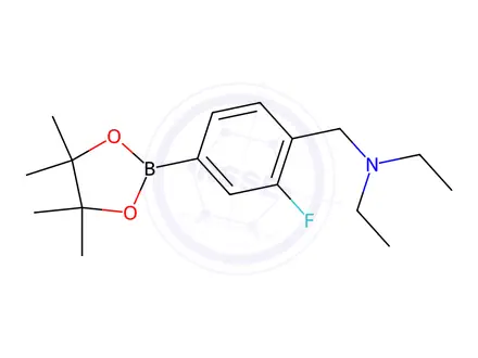 Chemical structure of N-Ethyl-N-(2-fluoro-4-(4,4,5,5-tetramethyl-1,3,2-dioxaborolan-2-yl)benzyl)ethanamine