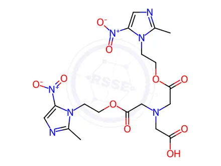 Chemical structure of 2-(Bis(2-(2-(2-methyl-5-nitro-1H-imidazol-1-yl)ethoxy)-2-oxoethyl)amino)acetic acid