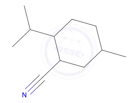 Chemical structure of 5-methyl-2-(propan-2-yl)cyclohexane-1-carbonitrile