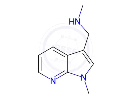 Chemical structure of N-methyl-1-(1-methyl-1H-pyrrolo[2,3-b]pyridin-3-yl)methanamine