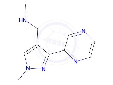 Chemical structure of n-methyl-1-(1-methyl-3-(pyrazin-2-yl)-1h-pyrazol-4-yl)methanamine