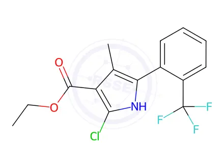 Chemical structure of Ethyl 2-chloro-4-methyl-5-(2-(trifluoromethyl)phenyl)-1H-pyrrole-3-carboxylate