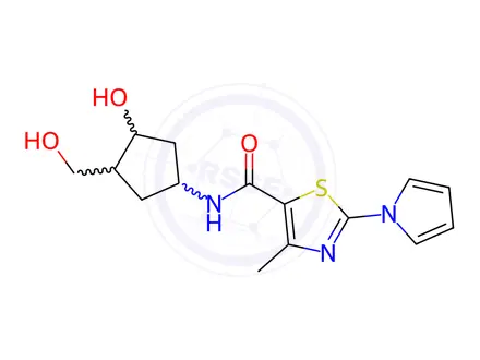 Chemical structure of N-(3-Hydroxy-4-(hydroxymethyl)cyclopentyl)-4-methyl-2-(1H-pyrrol-1-yl)thiazole-5-carboxamide