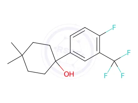 Chemical structure of 1-(4-fluoro-3-(trifluoromethyl)phenyl)-4,4-dimethylcyclohexanol