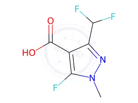 Chemical structure of 3-(Difluoromethyl)-5-fluoro-1-methyl-1H-pyrazole-4-carboxylic acid