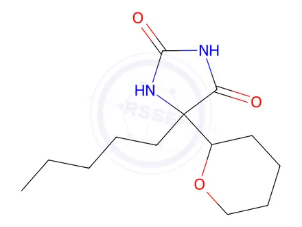 Chemical structure of 5-Pentyl-5-(tetrahydro-2H-pyran-2-yl)imidazolidine-2,4-dione