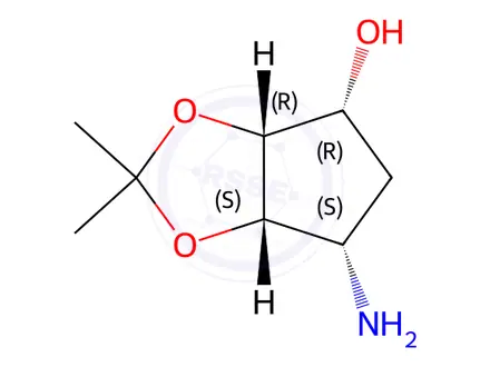 Chemical structure of (3aR,4R,6S,6aS)-6-amino-2,2-dimethyltetrahydro-3aH-cyclopenta[d][1,3]dioxol-4-ol