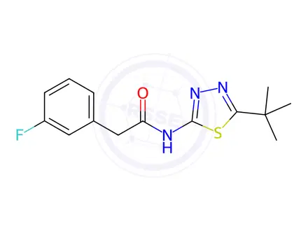 Chemical structure of N-(5-tert-Butyl-1,3,4-thiadiazol-2-yl)-2-(3-fluorophenyl)acetamide