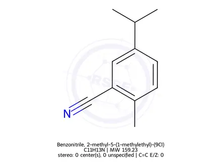 Chemical structure of Benzonitrile, 2-methyl-5-(1-methylethyl)-(9CI)