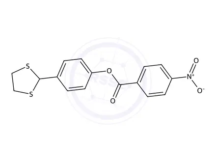 Chemical structure of 4-(1,3-Dithiolan-2-yl)phenyl 4-nitrobenzoate