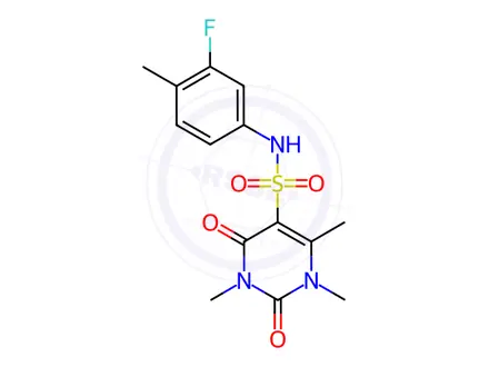Chemical structure of N-(3-fluoro-4-methylphenyl)-1,3,4-trimethyl-2,6-dioxopyrimidine-5-sulfonamide