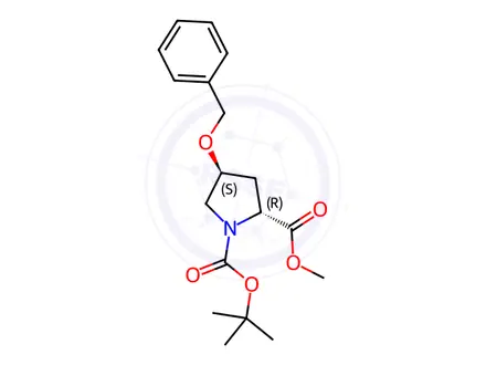 Chemical structure of O1-tert-butyl O2-methyl (2R,4S)-4-benzyloxypyrrolidine-1,2-dicarboxylate