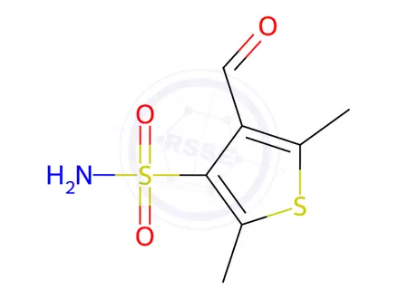 Chemical structure of 4-formyl-2,5-dimethylthiophene-3-sulfonamide