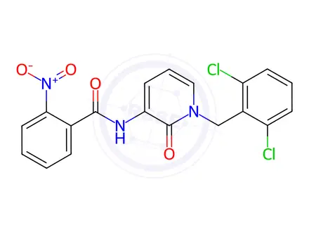 Chemical structure of N-(1-(2,6-dichlorobenzyl)-2-oxo-1,2-dihydropyridin-3-yl)-2-nitrobenzamide