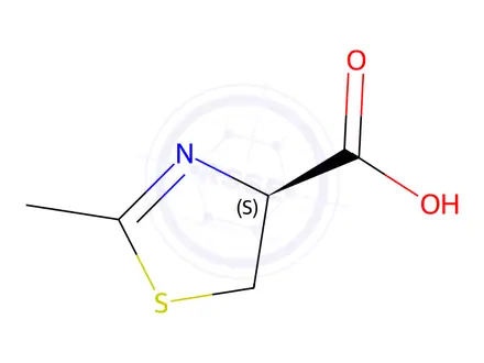 Chemical structure of 4-Thiazolecarboxylicacid,4,5-dihydro-2-methyl-,(S)-(9CI)