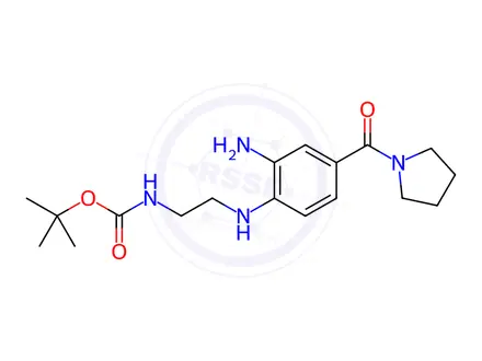 Chemical structure of tert-Butyl (2-{[2-amino-4-(pyrrolidin-1-ylcarbonyl)phenyl]amino}ethyl)carbamate