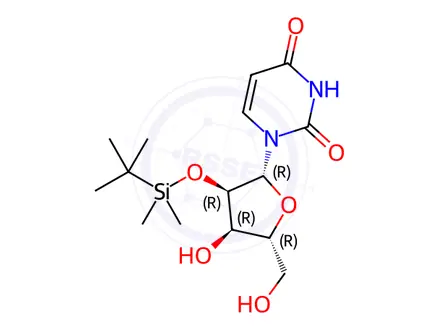 Chemical structure of 1-((2R,3R,4R,5R)-3-((tert-Butyldimethylsilyl)oxy)-4-hydroxy-5-(hydroxymethyl)tetrahydrofuran-2-yl)pyrimidine-2,4(1H,3H)-dione