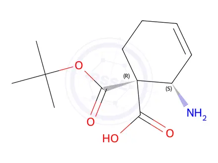 Chemical structure of (1S,2R)-Boc-2-aminocyclohex-3-ene-carboxylic acid