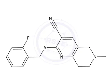 Chemical structure of 2-((2-Fluorobenzyl)thio)-6-methyl-5,6,7,8-tetrahydro-1,6-naphthyridine-3-carbonitrile