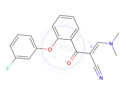 Chemical structure of (2E)-3-(Dimethylamino)-2-[(E)-2-(3-fluorophenoxy)benzoyl]prop-2-enenitrile