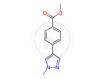 Chemical structure of Benzoic acid, 4-(1-methyl-1H-pyrazol-4-yl)-, methyl ester