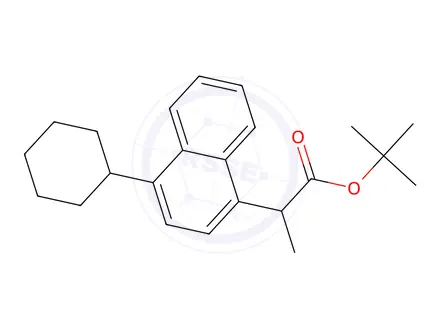 Chemical structure of 1,1-dimethylethyl (2RS)-2-(4-cyclohexyl-1- naphthyl)propanoate