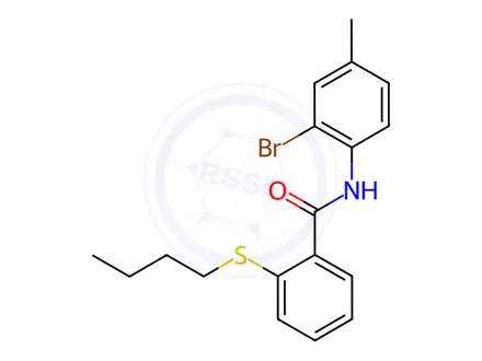 Chemical structure of N-(2-Bromo-4-methylphenyl)-2-butylsulfanylbenzamide