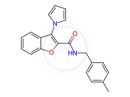 Chemical structure of N-(4-methylbenzyl)-3-(1H-pyrrol-1-yl)benzofuran-2-carboxamide