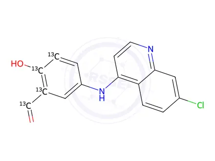 Chemical structure of 5-[(7-Chloro-4-quinolinyl)amino]-2-hydroxybenzaldehyde-13C4