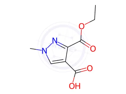 Chemical structure of 3-(ethoxycarbonyl)-1-methyl-1H-pyrazole-4-carboxylic acid