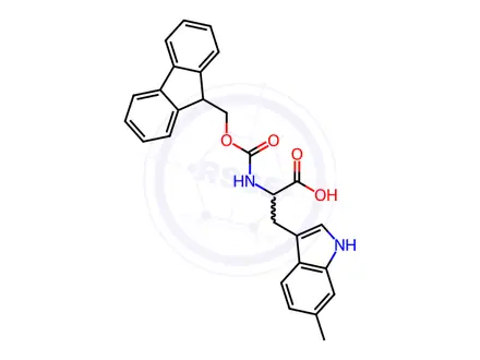 Chemical structure of 2-((((9H-fluoren-9-yl)methoxy)carbonyl)amino)-3-(6-methyl-1H-indol-3-yl)propanoic acid